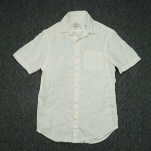 Alex Crane Shirt Mens Extra Small White Short Sleeve Linen Camp Collar Button Up